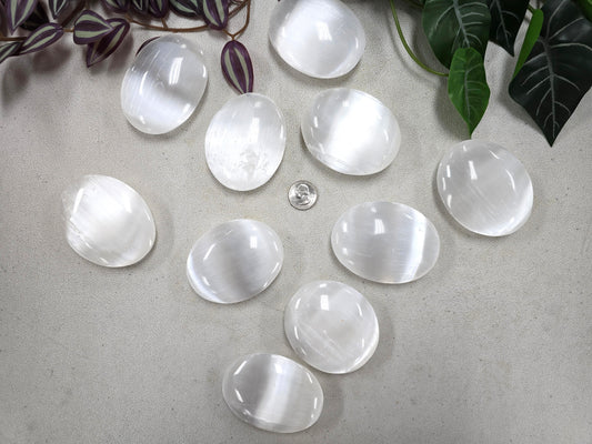 XL Selenite Crystal Palmstone Soapstone