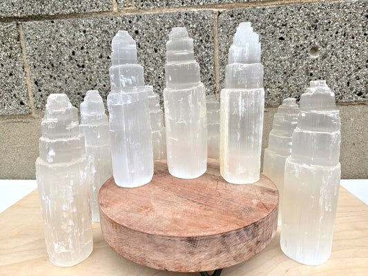 8 INCH Jumbo Selenite Crystal Skyscraper Tower