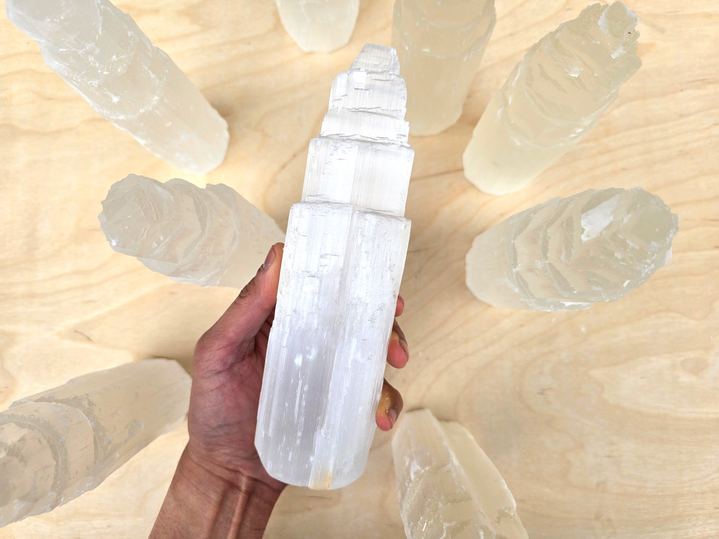 8 INCH Jumbo Selenite Crystal Skyscraper Tower