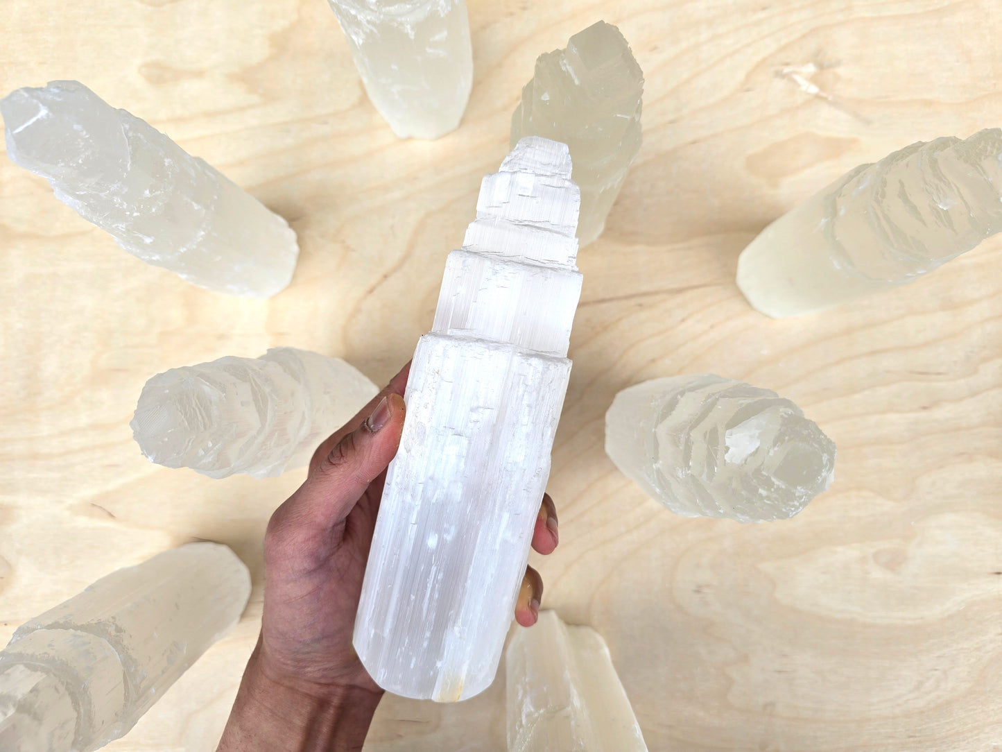 8 INCH Jumbo Selenite Crystal Skyscraper Tower