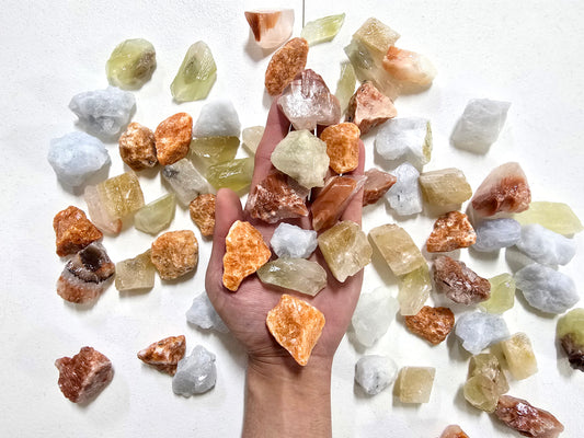 Calcite Crystals Mix Colorful Raw Rough Gemstones Bulk