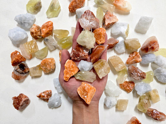 Calcite Crystals Mix Colorful Raw Rough Gemstones Bulk