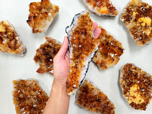 Citrine Crystal Clusters - Citrine Druzy Druze Geode