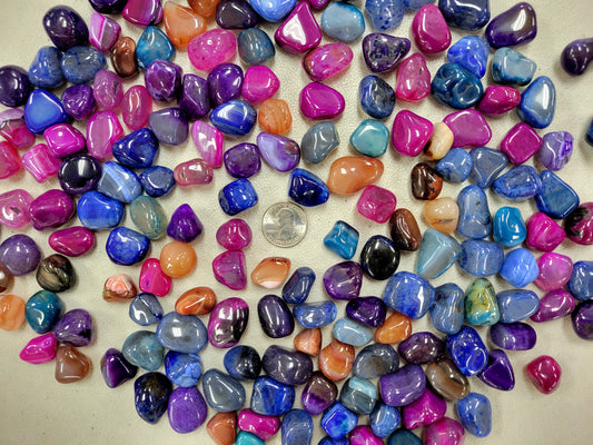 Dyed Agate Tumbled Stones Assorted Mix Polished Crystals
