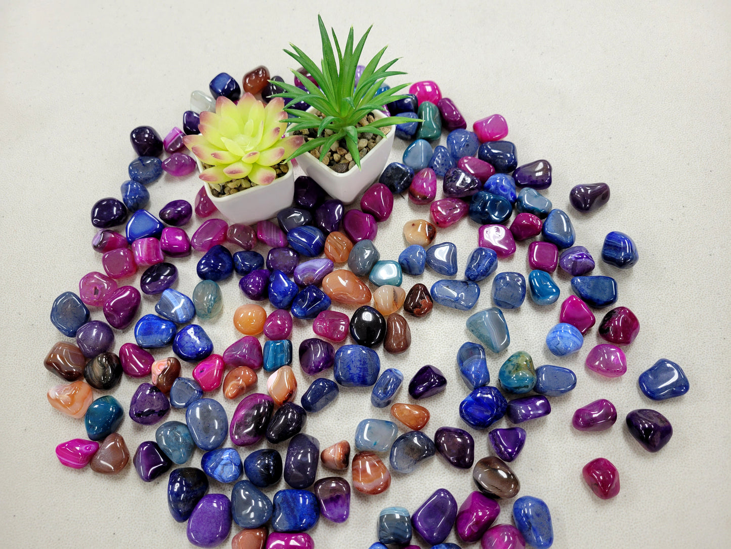 Dyed Agate Tumbled Stones Assorted Mix Polished Crystals