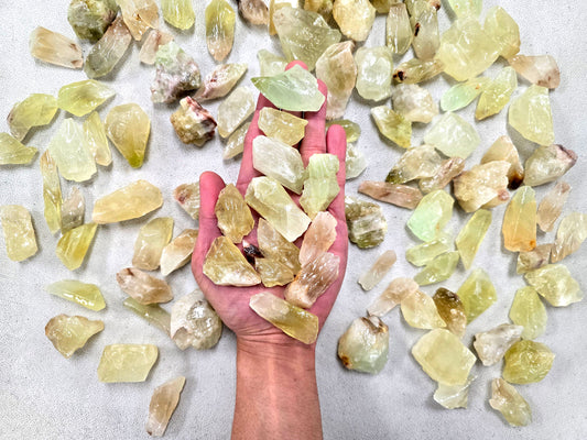 Green Calcite Crystals Raw Rough Stones