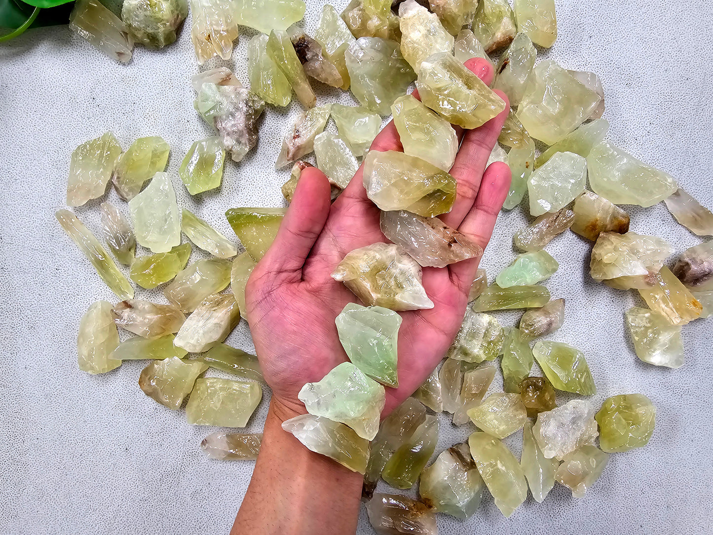 Green Calcite Crystals Raw Rough Stones