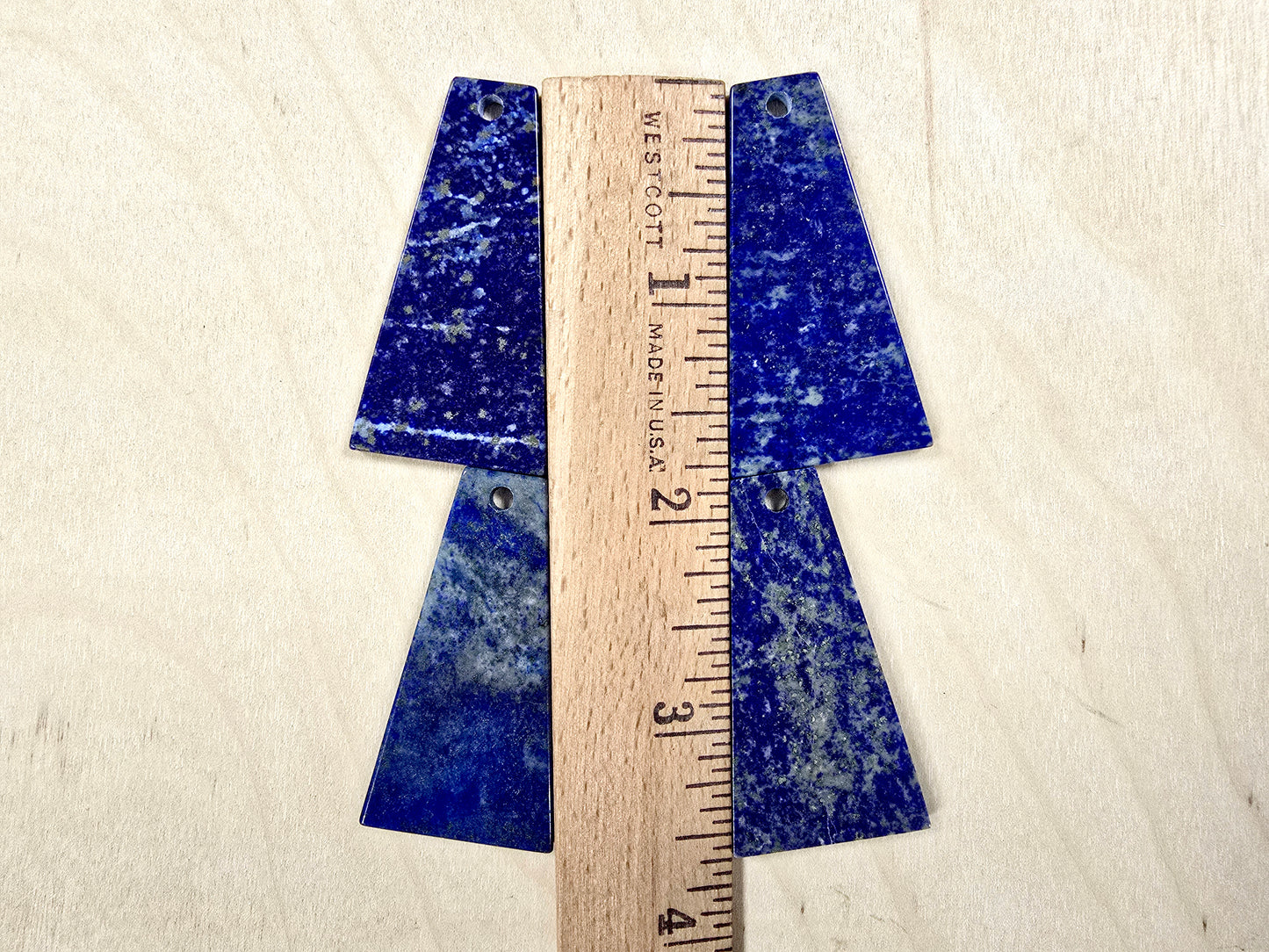 Lapis Lazuli Pendant with Hole Trapezoid Shape Smooth Polished for DIY Necklaces & Jewelry