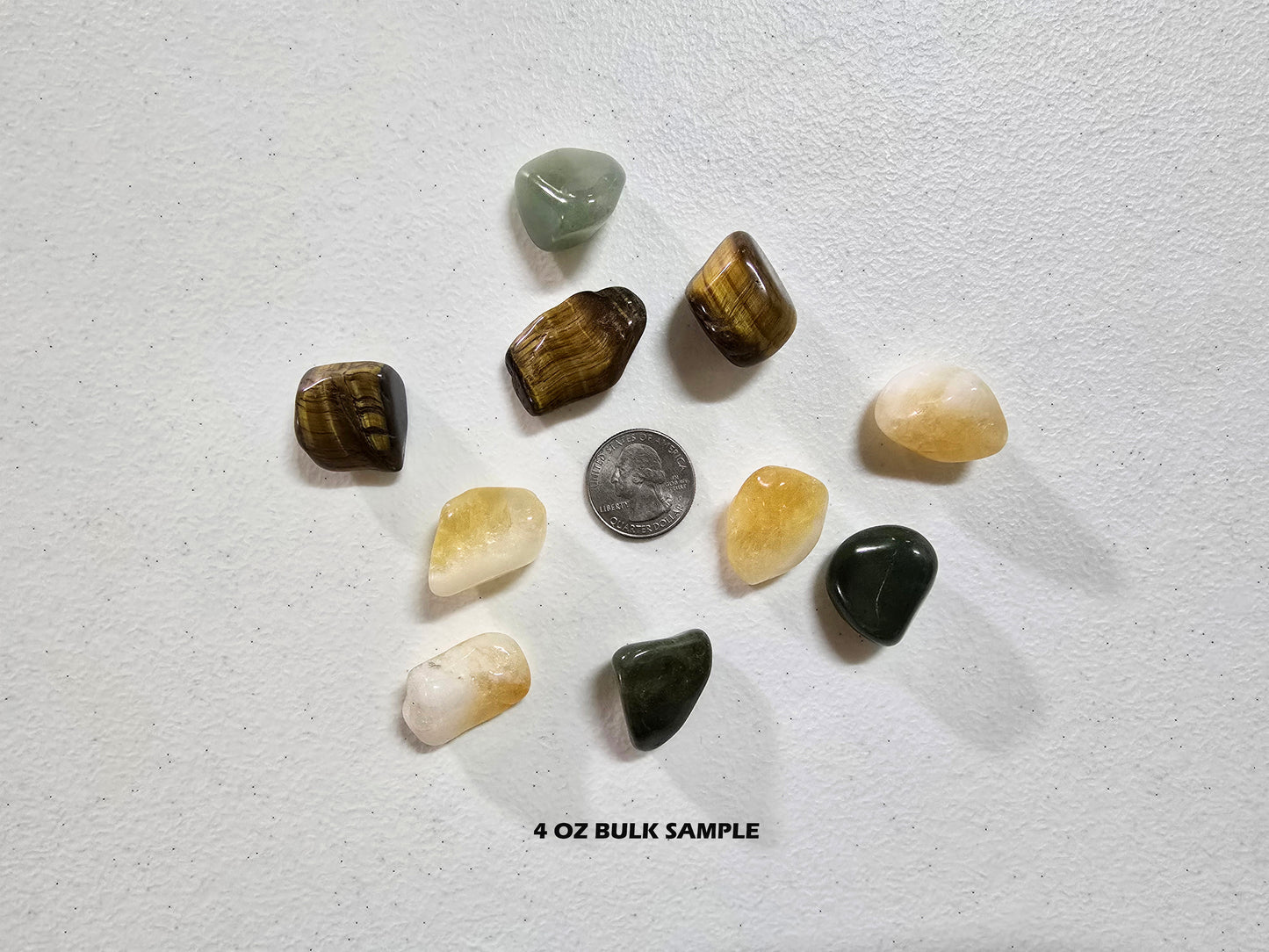 Crystals for Money Bowl Tumbled Set, Tiger Eye, Citrine, Green Aventurine