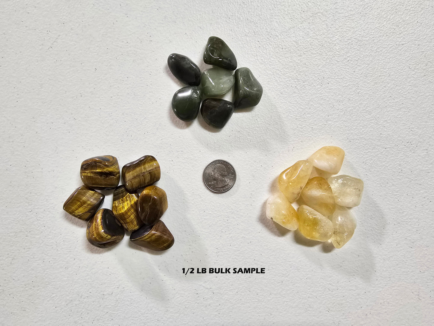 Crystals for Money Bowl Tumbled Set, Tiger Eye, Citrine, Green Aventurine