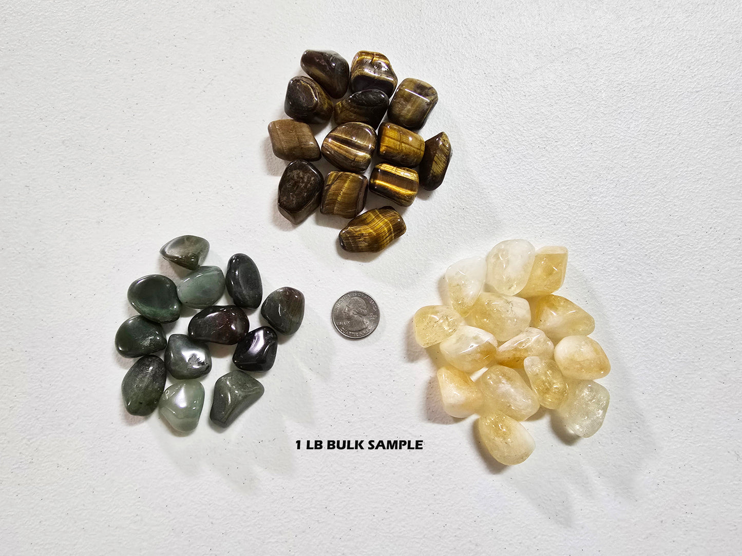Crystals for Money Bowl Tumbled Set, Tiger Eye, Citrine, Green Aventurine