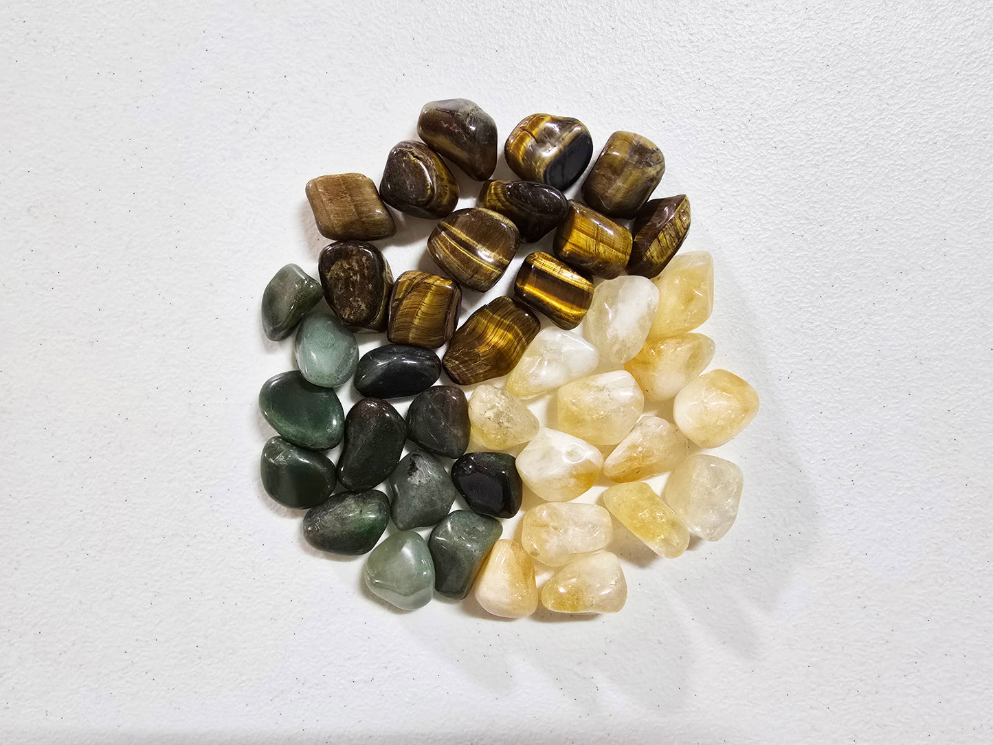 Crystals for Money Bowl Tumbled Set, Tiger Eye, Citrine, Green Aventurine