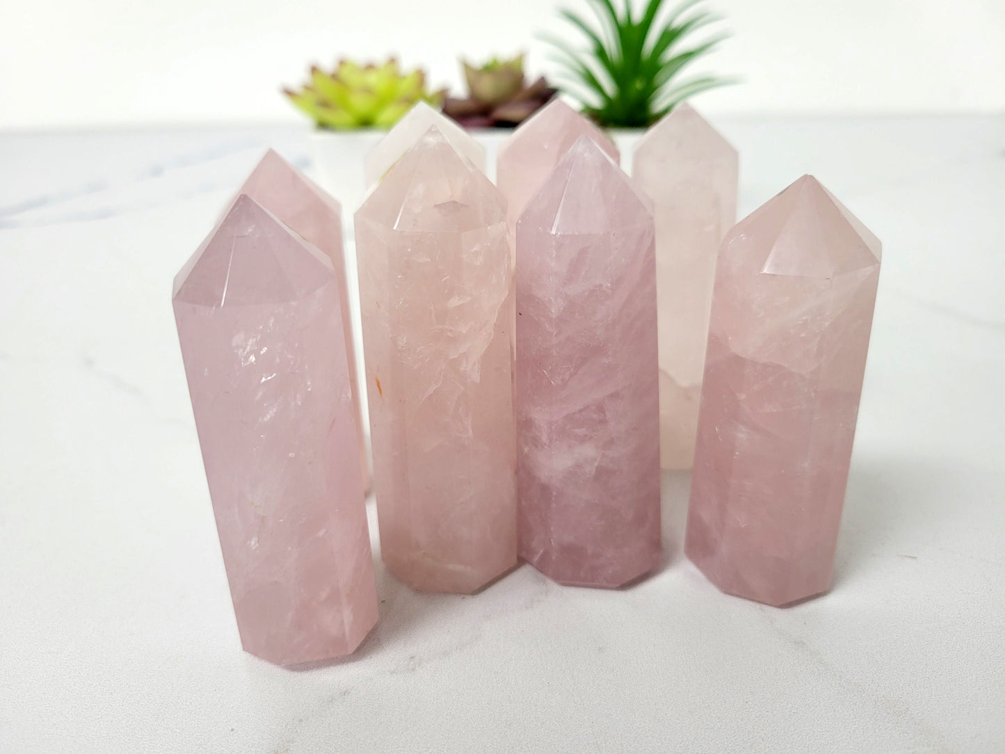 Rose Quartz Crystal Obelisk Tower Point
