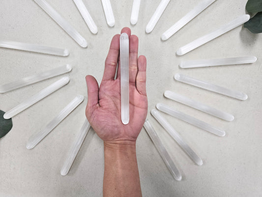 Thin Selenite Crystal Massage Wand