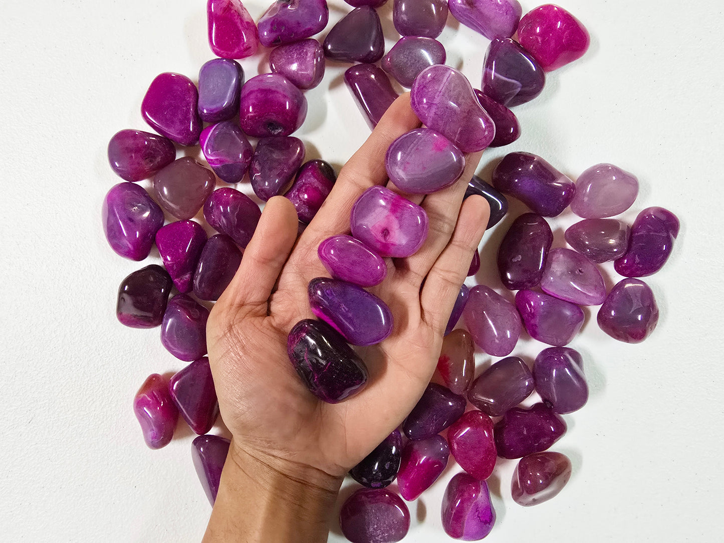 Tumbled Pink Agate Crystal Stones Bulk