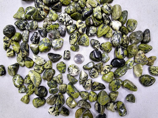 Tumbled Green Serpentine Crystal Stones from India