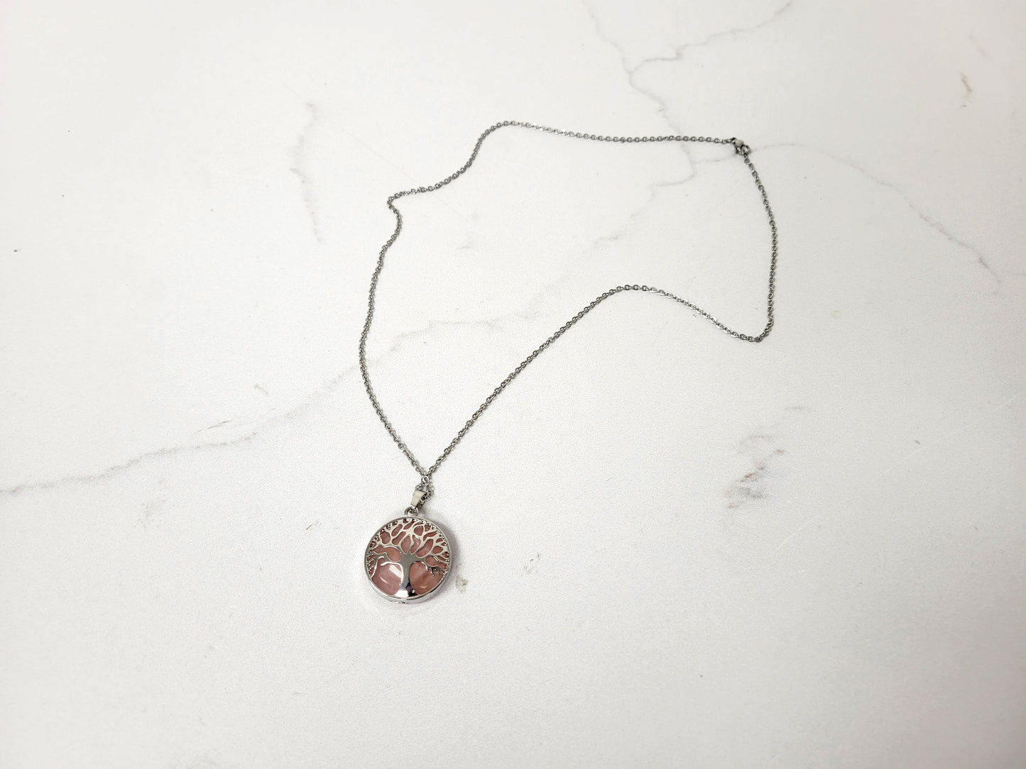 Rose Quartz Tree Of Life Pendant Necklace - Pick Your Chain Length