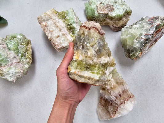 Green Calcite Crystal Large Pieces