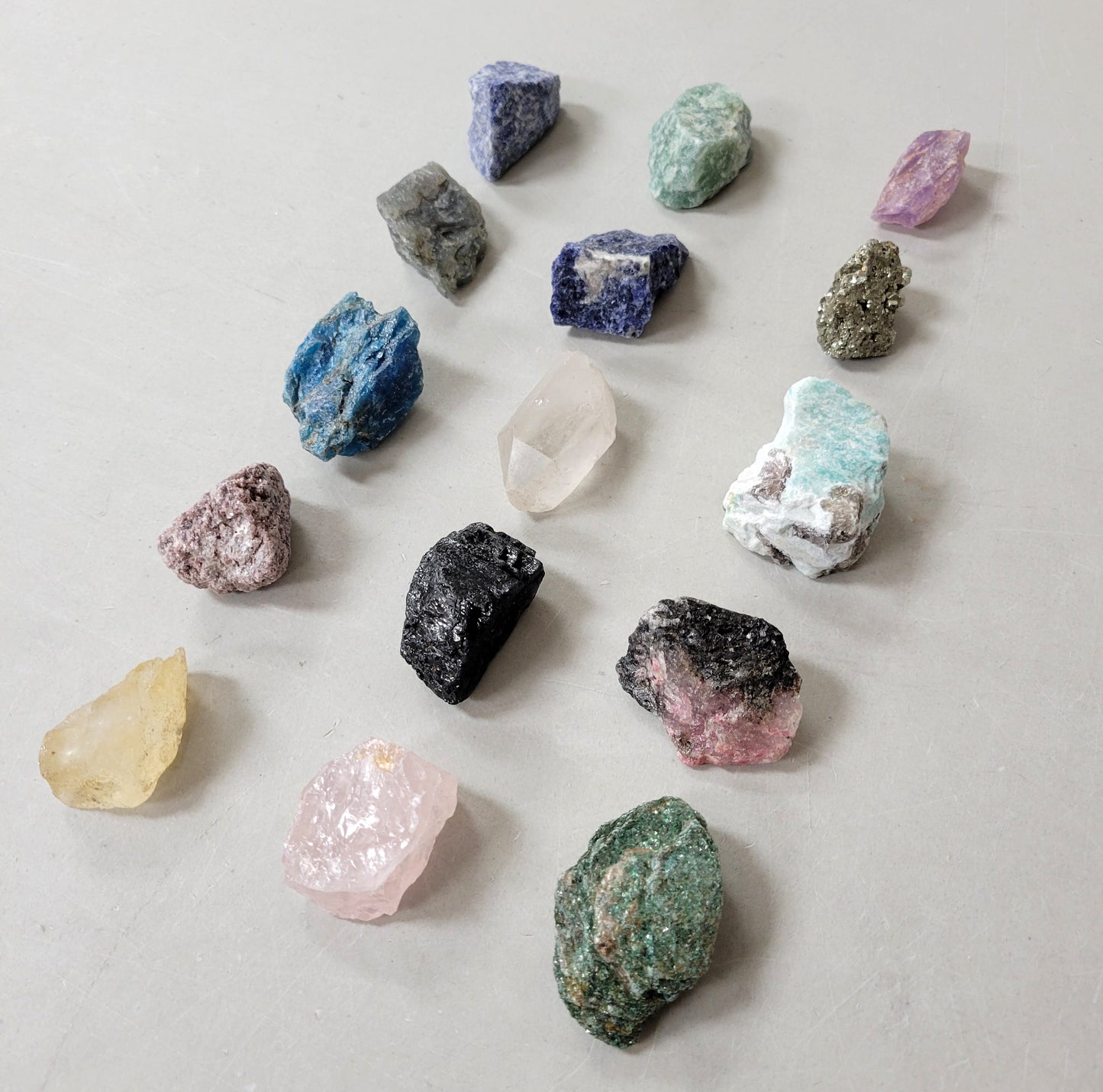 15 Raw Crystals Set - Mixed Rough Gemstones