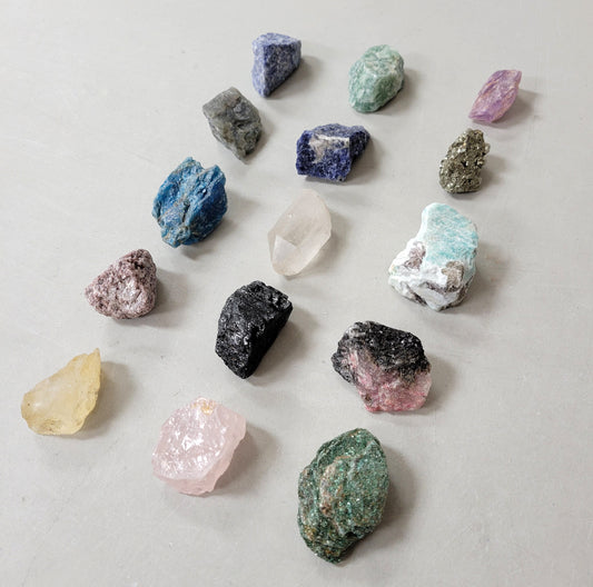 15 Raw Crystals Set - Mixed Rough Gemstones