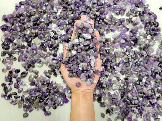 Drilled Tumbled Amethyst Chips