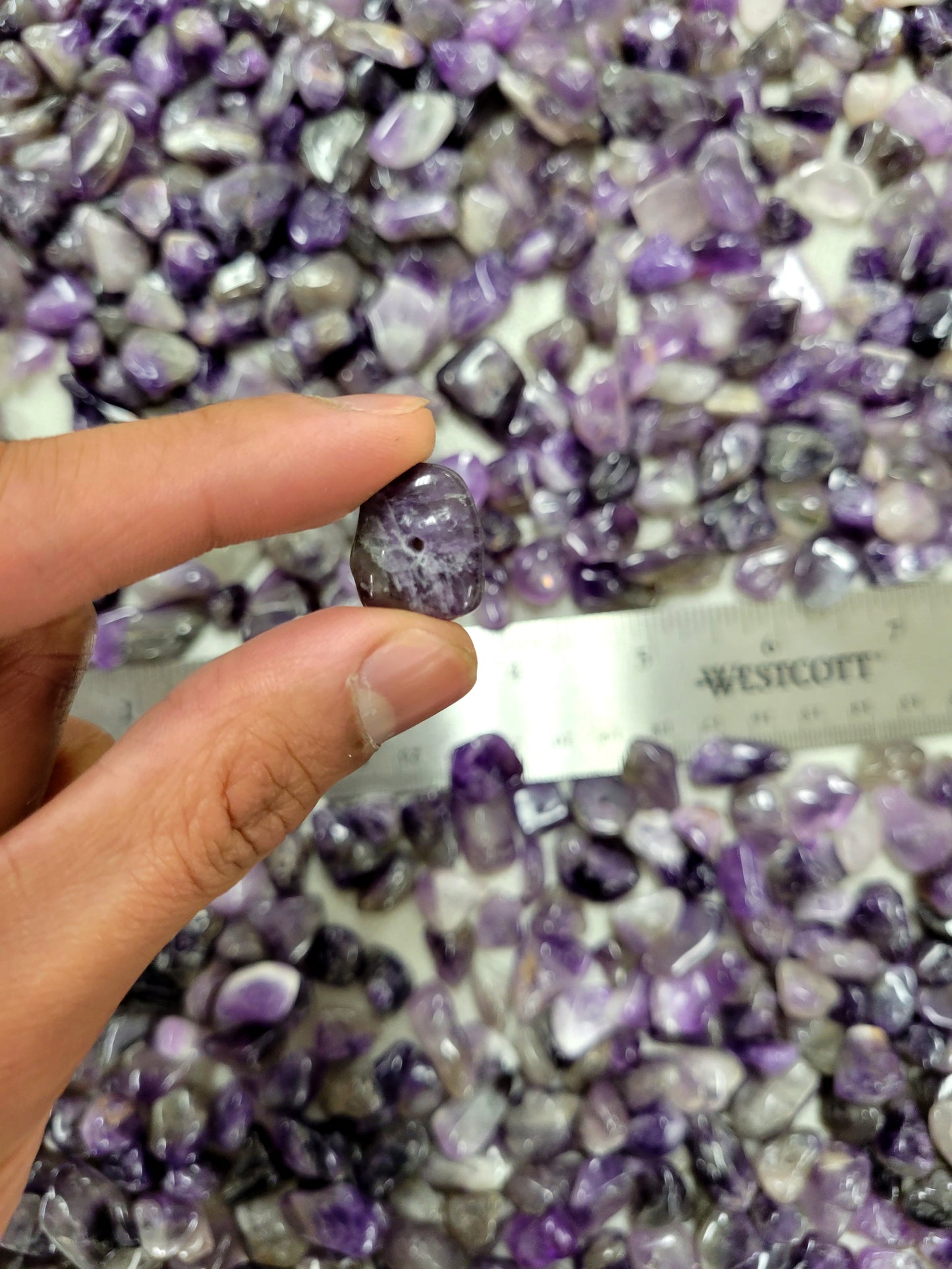 Drilled Tumbled Amethyst Chips