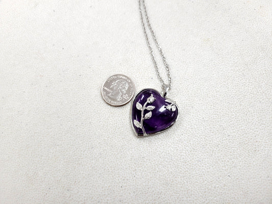 Amethyst Heart Crystal Necklace