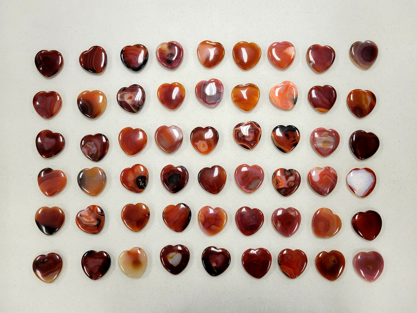 Carnelian Crystal Heart Palm Stones