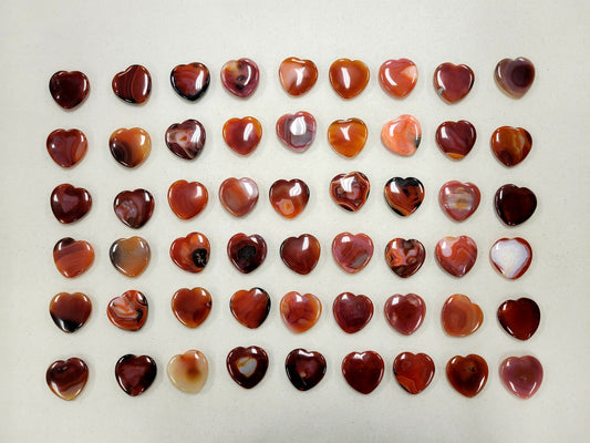Carnelian Crystal Heart Palm Stones