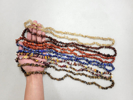 Natural Drilled Crystal Stone Chips - 34" Strand