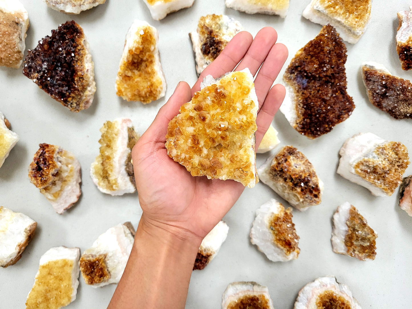 Citrine Crystal Clusters - Citrine Druzy Druze Geode