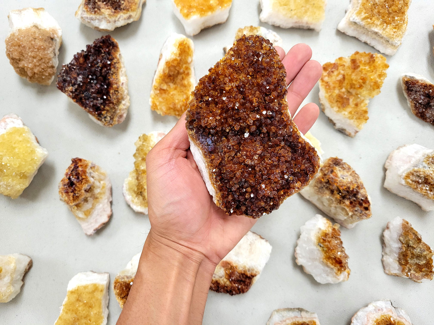 Citrine Crystal Clusters - Citrine Druzy Druze Geode