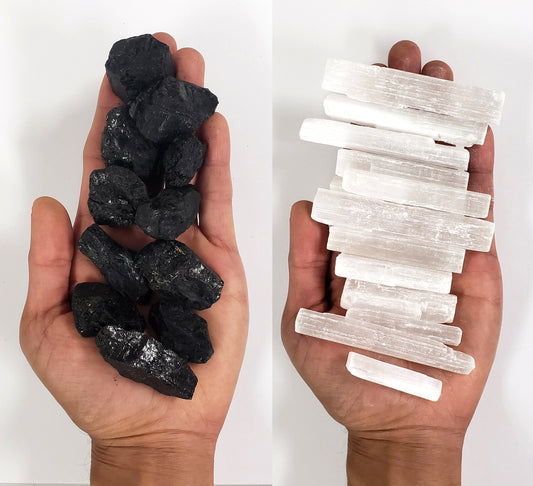 Selenite & Black Tourmaline - 1 LB to 2 LBS combo