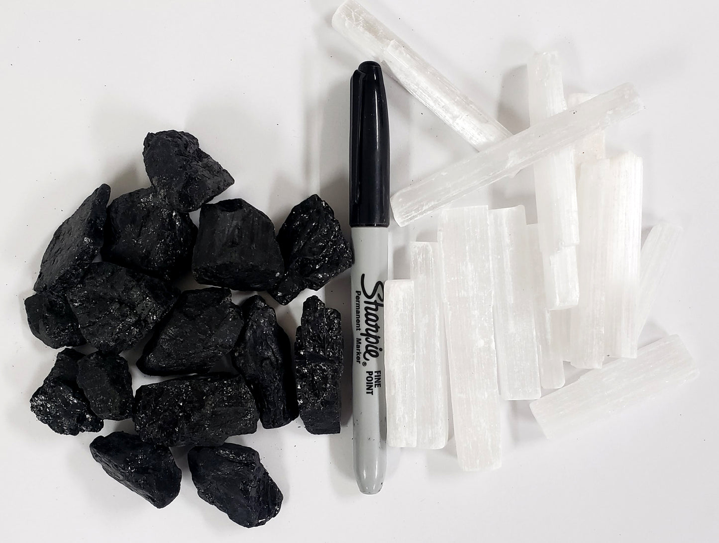 Selenite & Black Tourmaline - 1 LB to 2 LBS combo