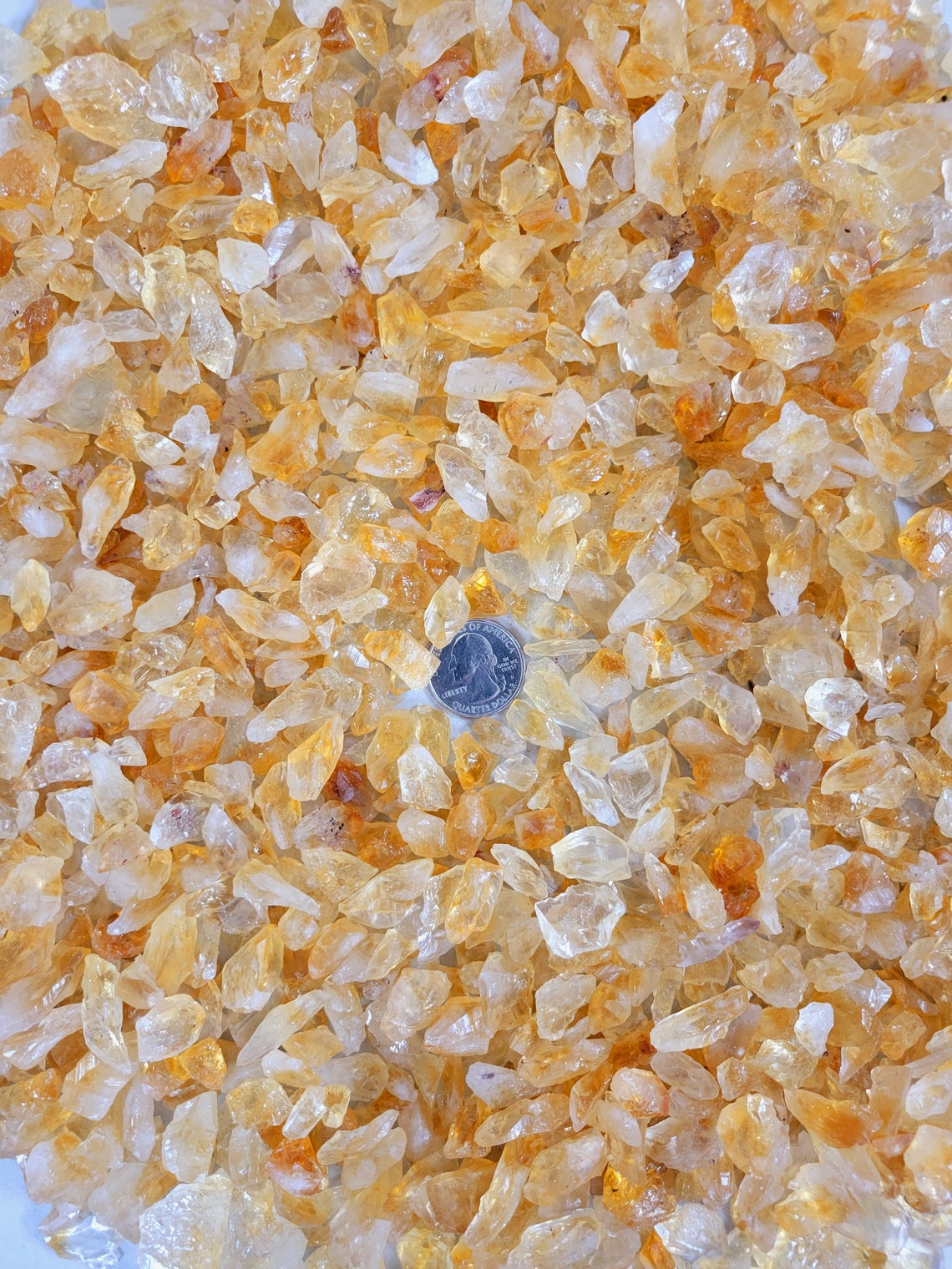 Crushed Raw Citrine Crystals - Tiny Pieces Bulk