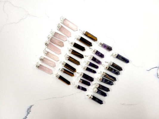 Crystal Pencil Pendants - Natural Gemstone Jewelry