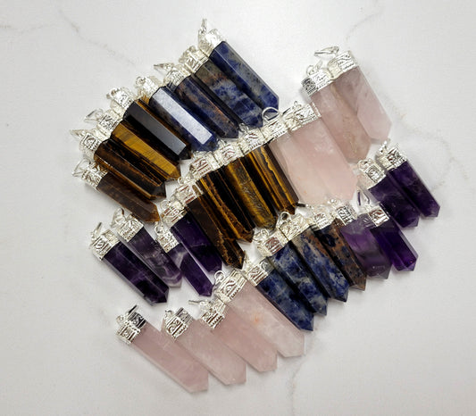Crystal Pencil Pendants - Natural Gemstone Jewelry