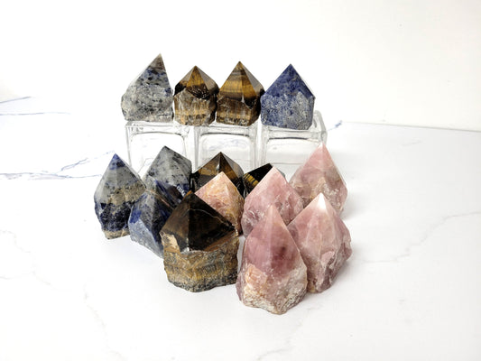 Raw Semi-Polished Top Point Crystal Towers