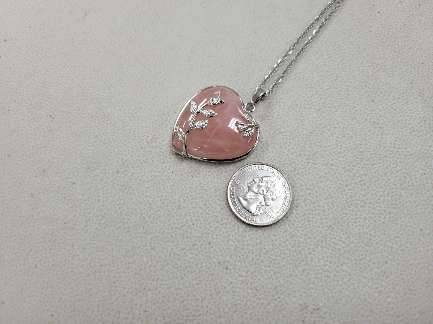 Rose Quartz Heart Crystal Necklace