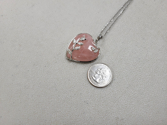 Rose Quartz Heart Crystal Necklace