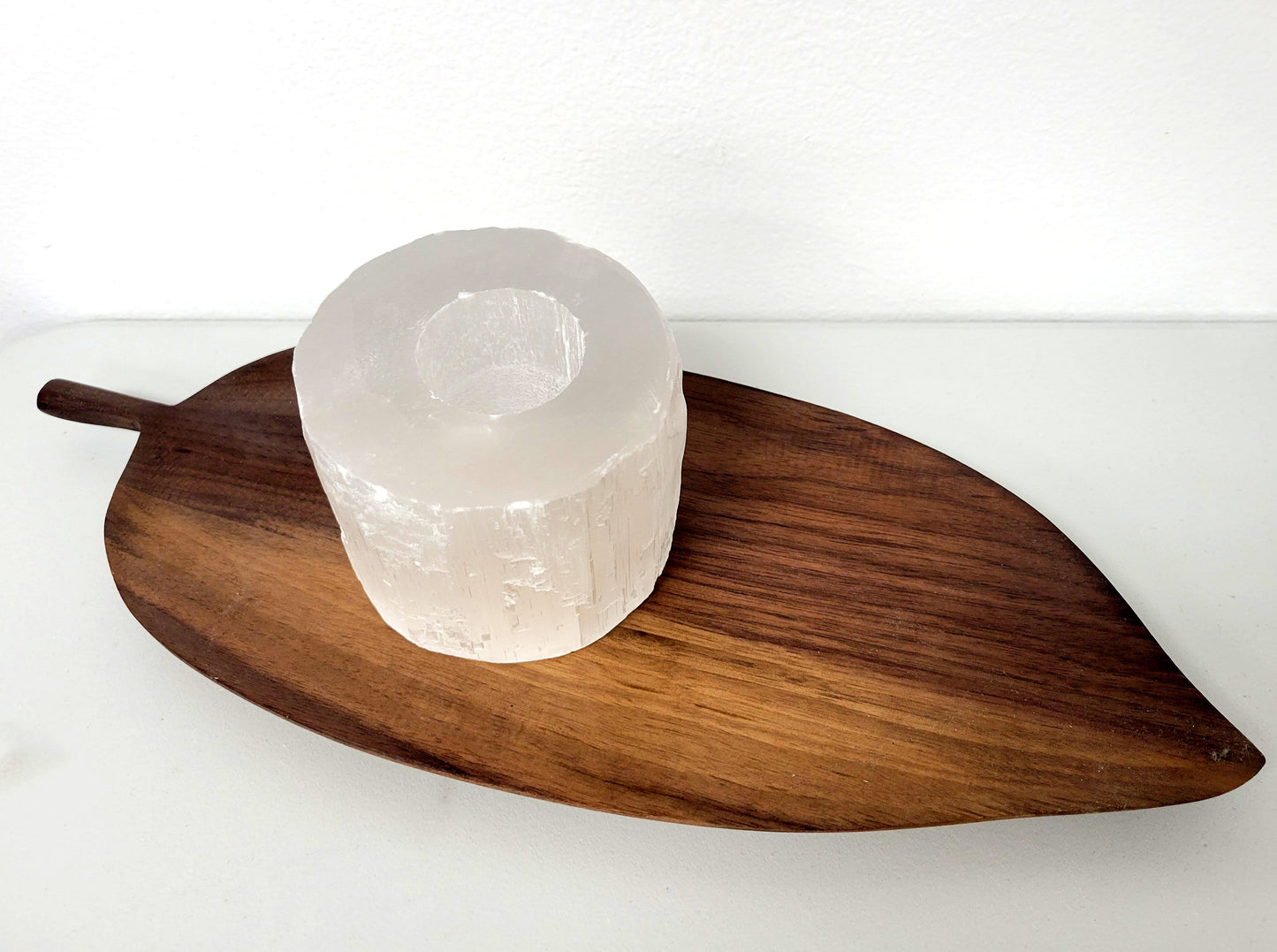 Large Selenite Candle Holder