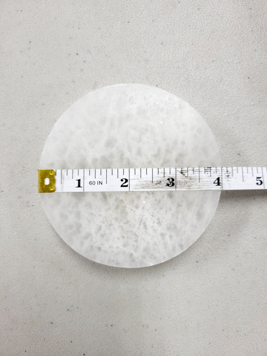 Polished Selenite Crystal Round Charging Plate 4"