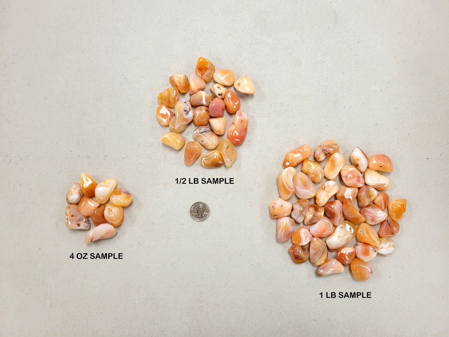Tumbled Banded Orange Carnelian Crystals - Size 3/4 inch to 2 inches