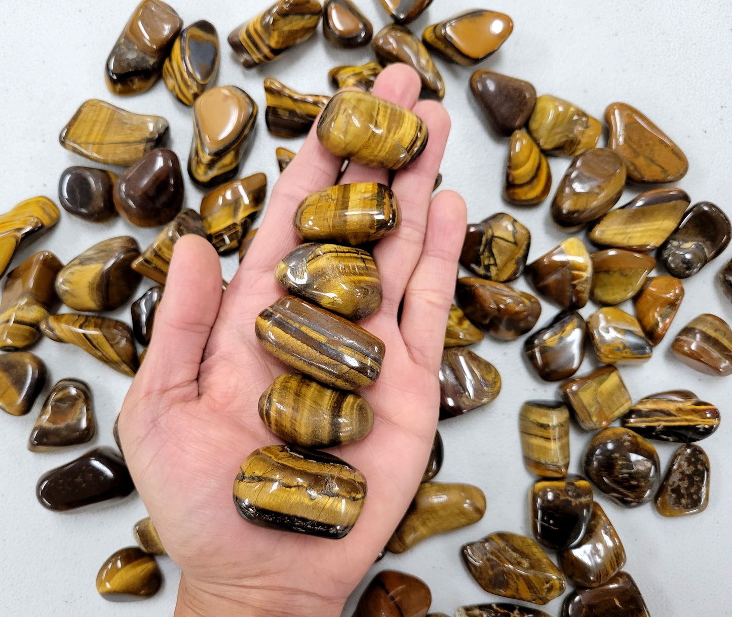 Bulk Tumbled Golden Tiger's Eye Crystal Stones - Size Medium - 1 inch to 2 inches