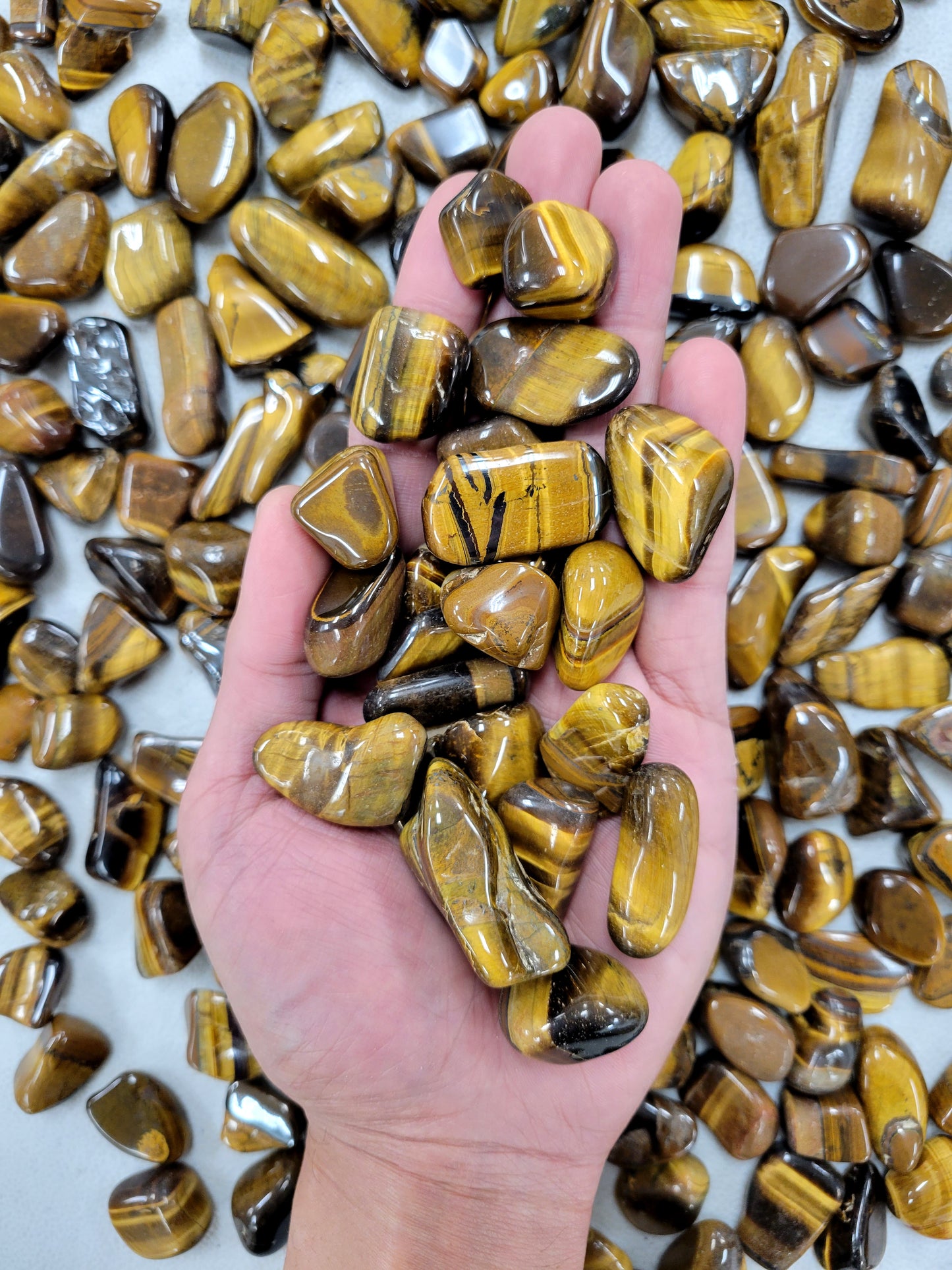 Bulk Tumbled Golden Tiger's Eye Crystals - Size Small 1/2 inch to 1.5 inches