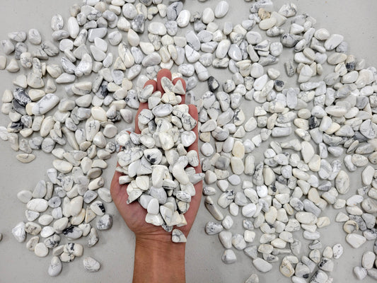Small Tumbled Howlite Crystals - 1/4 inch to 1 inch pieces - Bulk Tumbled Stones