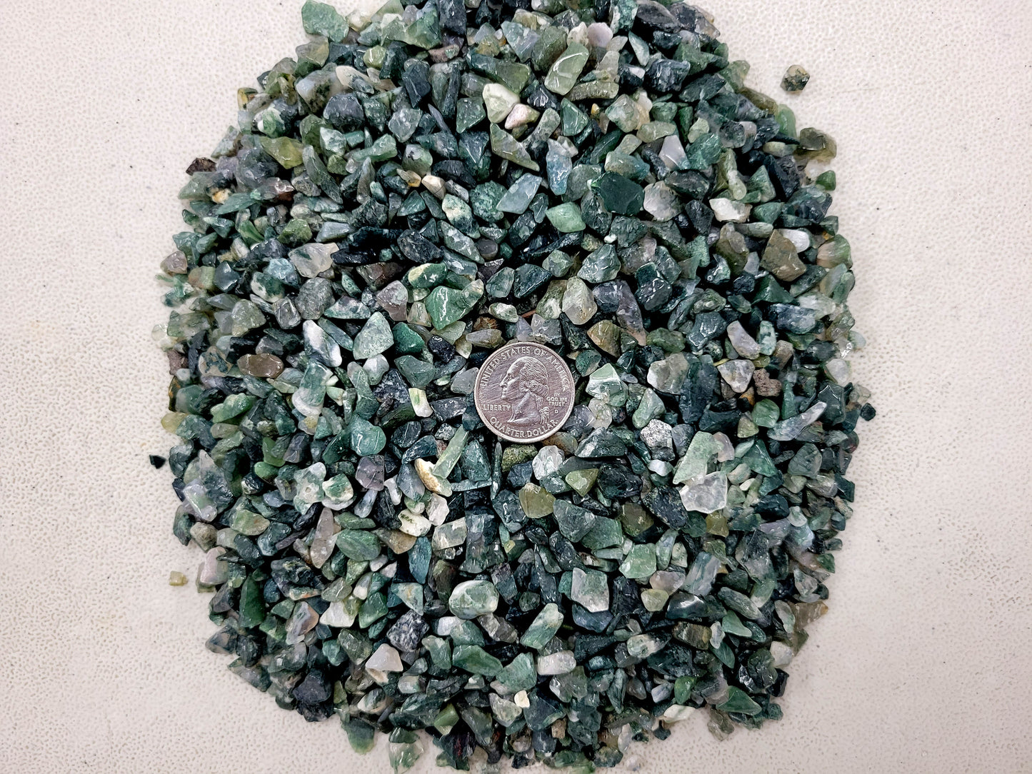 Tumbled Green Moss Agate Crystal Chips Bulk