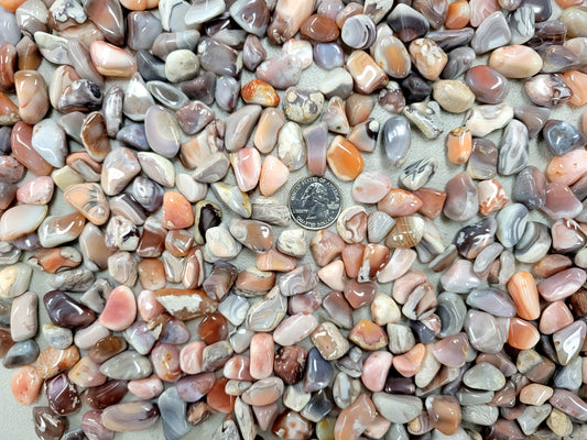 Tumbled Pink Botswana Agate Crystal Stones - Size Small 1/4 inch to 1 inch