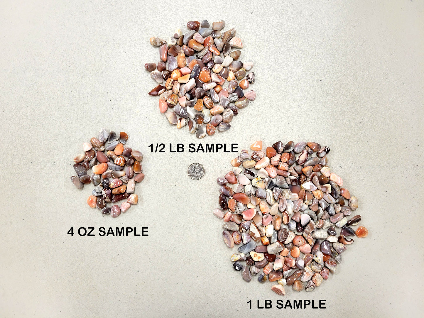 Tumbled Pink Botswana Agate Crystal Stones - Size Small 1/4 inch to 1 inch