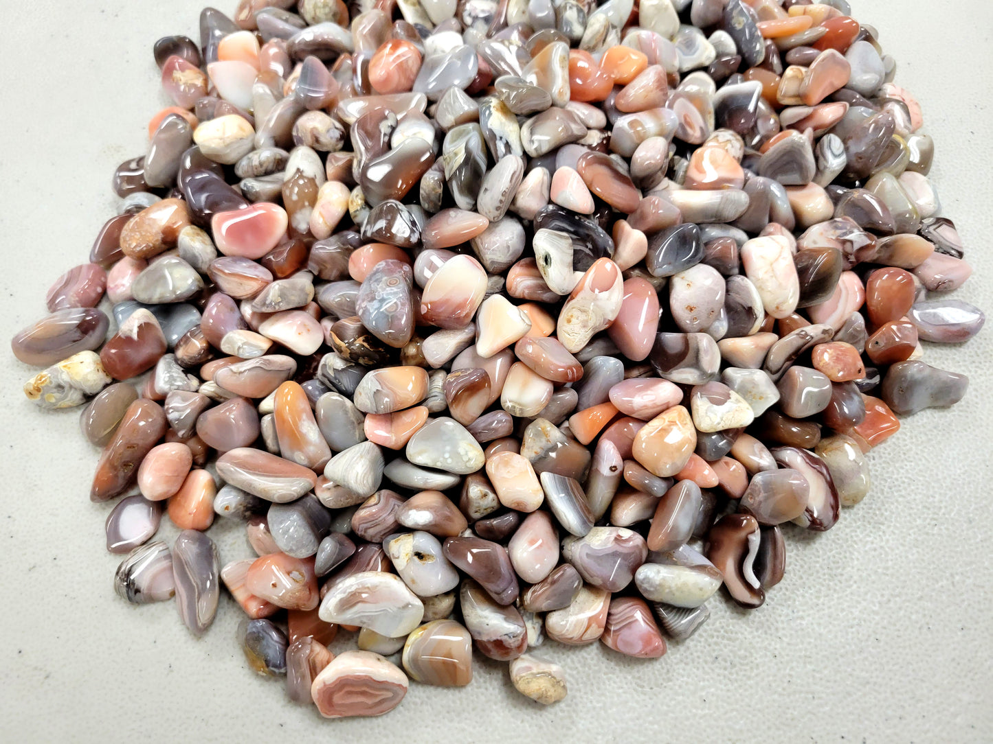 Tumbled Pink Botswana Agate Crystal Stones - Size Small 1/4 inch to 1 inch
